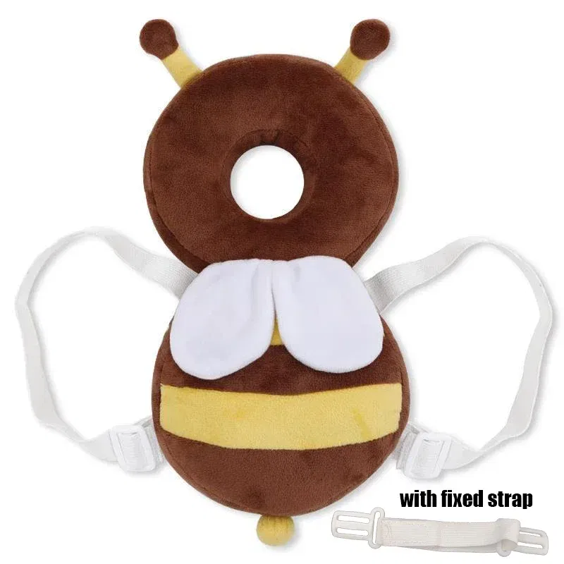 Color: black - Head Back Protector Baby Protect Pillow Learn Walk Headgear Prevent Injured Safety Pad  prevention Fall Cartoon Bee Kids Pillows