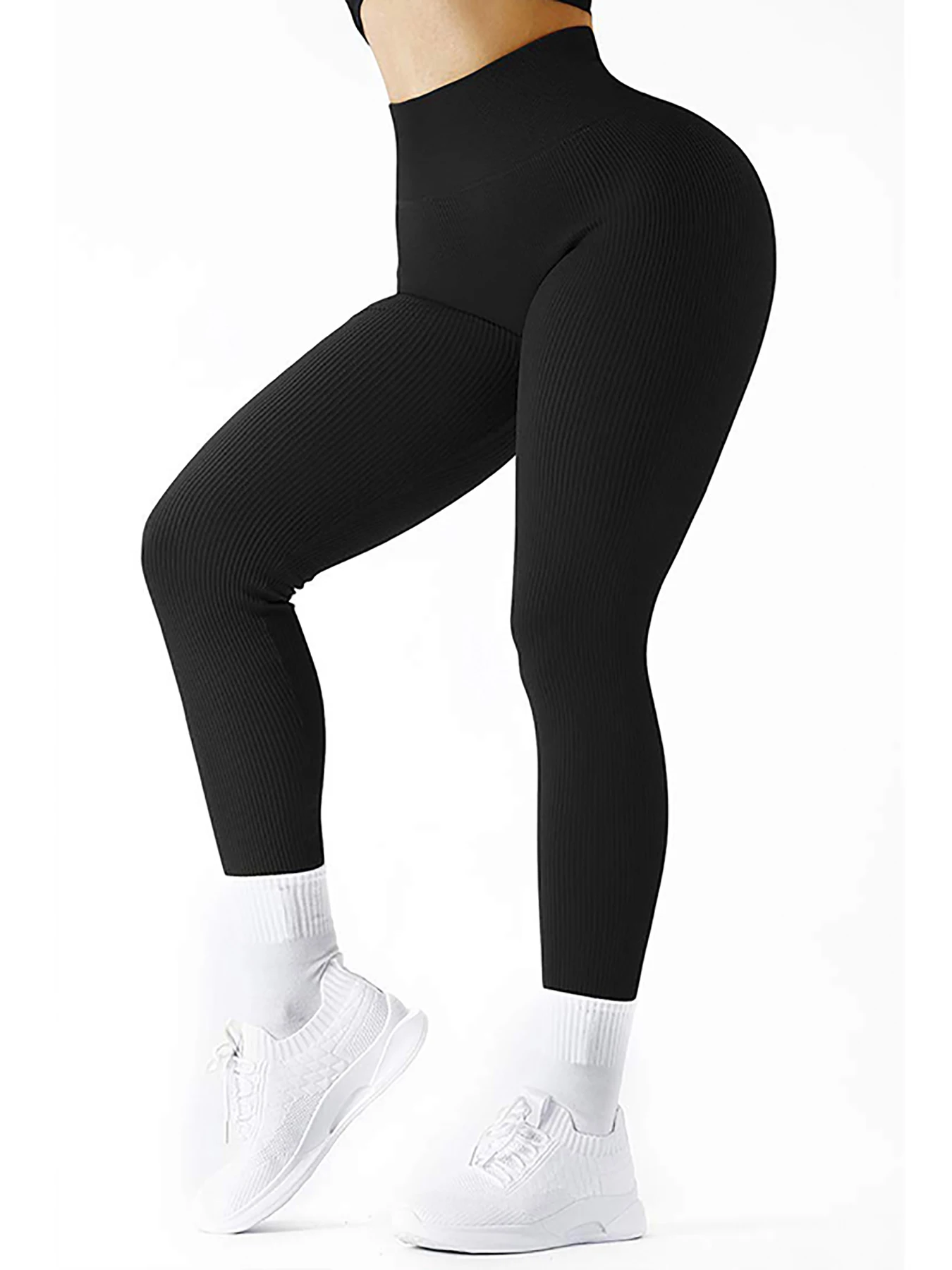 Color: Blue, Size: M - Women's Ribbed High Waist Fitness Leggings Simple Yoga Daily Leisure High Waist Sports Cycling Pants