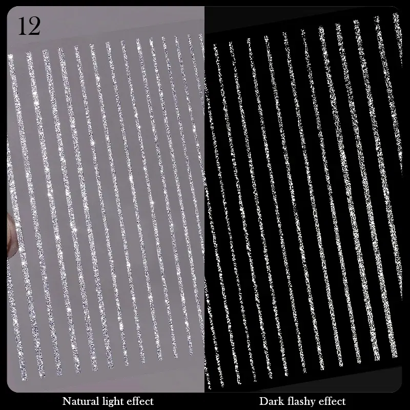 White French 3D Nail Stickers Manicure Gradient Line Flower Nail Art Designs Self-Adhesive Nail Tips Guides for DIY Decoration