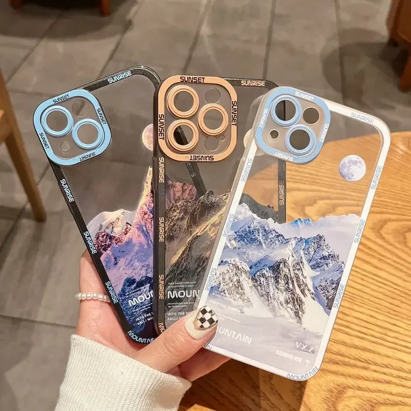 Color: Gold, Material: PE - Retro INS Sunset Sky Clouds Moon Pattern Case For Samsung Galaxy S10 S20 S21 S22 S23 S24 FE Plus Ultra Note 20 Shockproof Cover