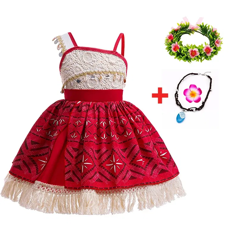 Color: Khaki, Kid Size: 5 - Disney New Moana Dress Costumes Kids Girl Cosplay Toddler Movie Ocean Adventure Infant Frock Halloween Party With Chick Clothes