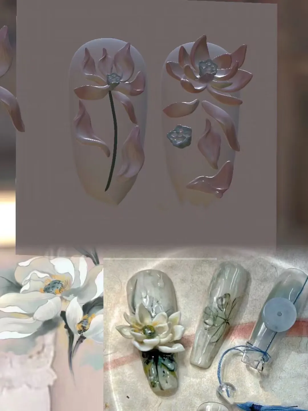 Color: transparent - 1pc Marine Jellyfish  Lace Ice Flowers 3D Acrylic Nail Mold Nail Art  Silicone Stamping Plates  Nail Accessories