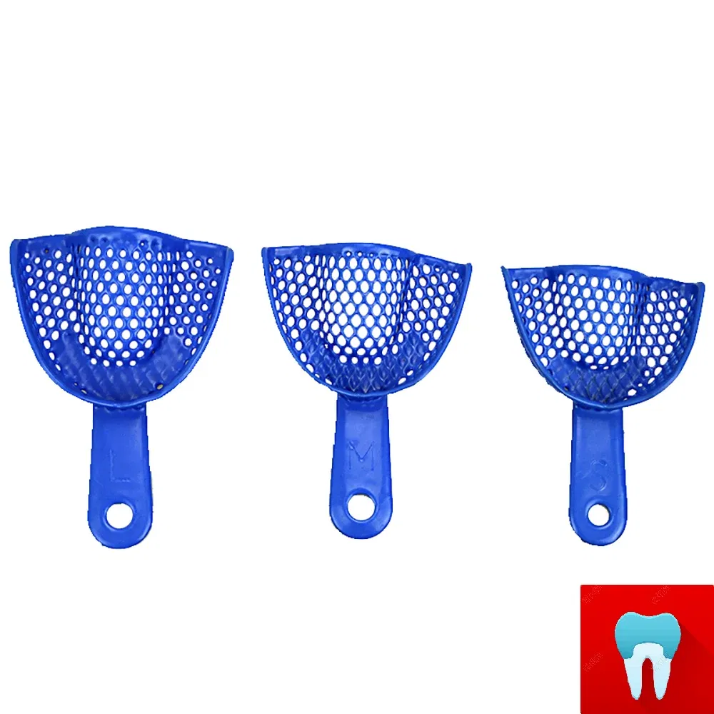 Color: Silver - Dental Impressions Tray Plastic-Steel Teeth Holders Dentistry Instrument Oral Hygiene Dentist Materials Dental Trays Tools