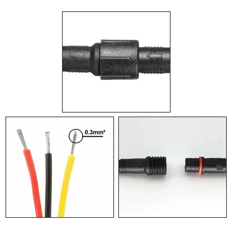 Color: Dark Grey, Pins: 4P - 3Pin Waterproof Extension Cable 0.3/0.5/0.75/1.0/1.5/2.5 square meter Outdoor LED Plug Male to Female Aviation Power Connector