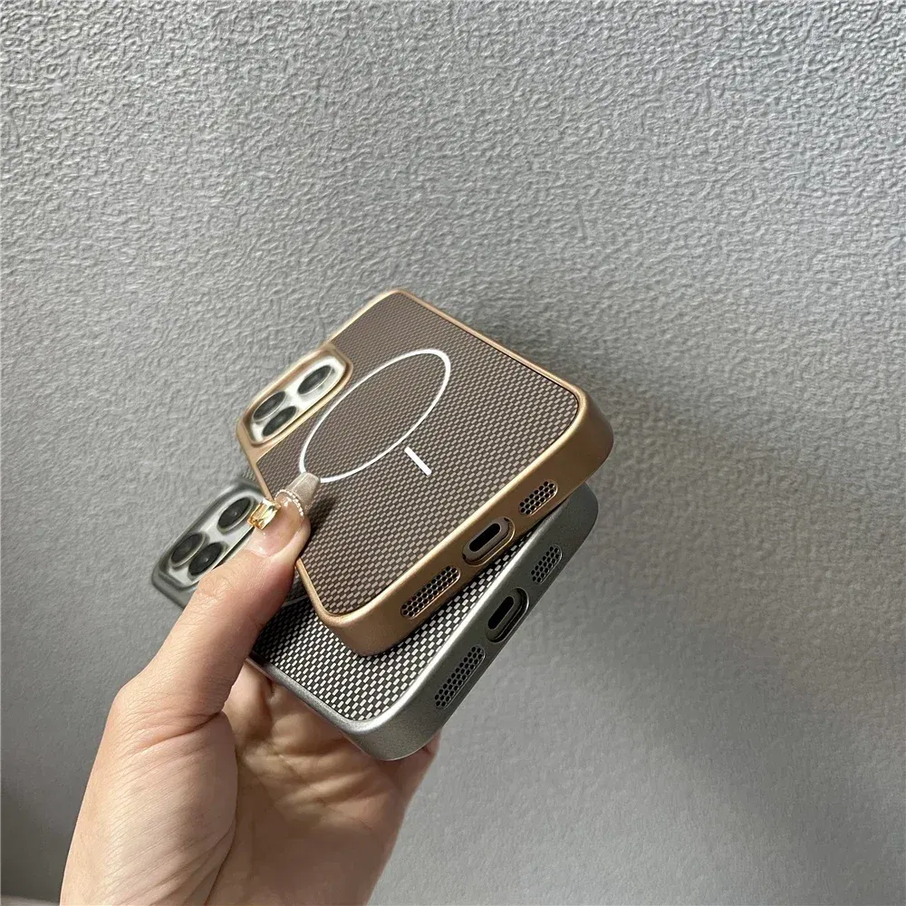 Color: black, Compatible-Phone Models: For iPhone 16 Pro Max - Carbon Fiber Textured Magnetic Phone Case For iPhone 16 Pro Max 15 14 13 12 Shockproof Soft Cover For Magsafe Wireless Charging