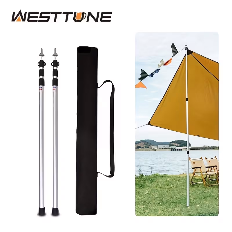 WEST TUNE® 2pcs Camping Canopy Pole – Aluminum Alloy Telescopic Tent Support