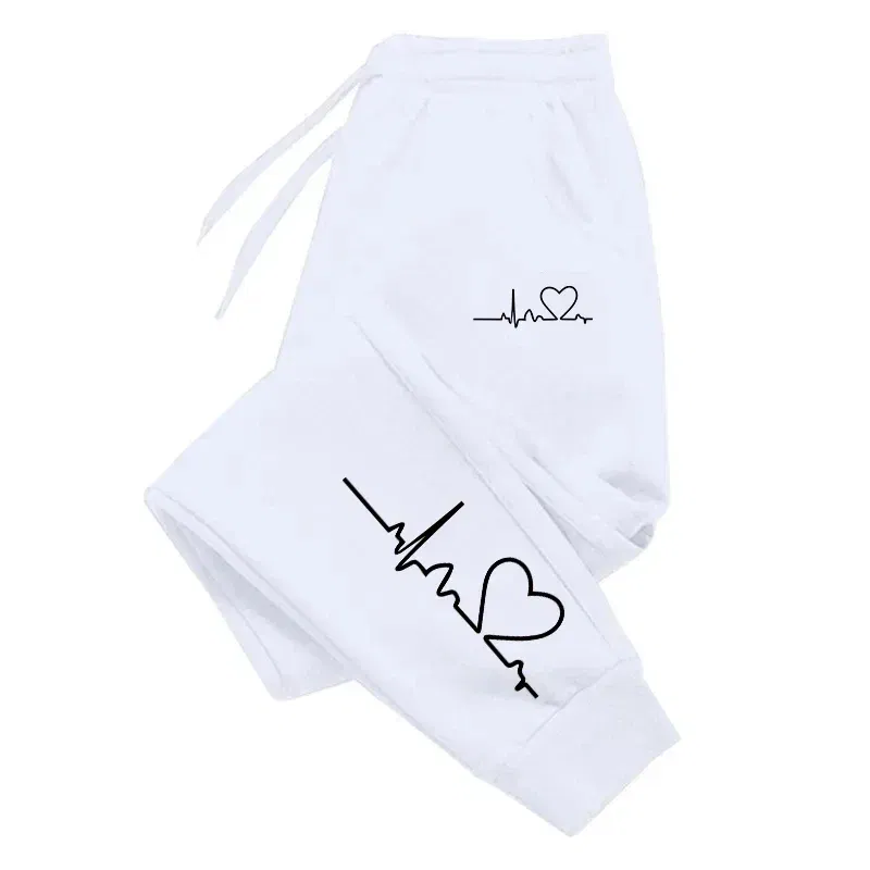 Color: black, Size: XL - Hot Sales Womens Sweatpants Daily Casual Pants High Quality Fitness Tracksuit Trousers Heart Print Street Sport Jogging Pants