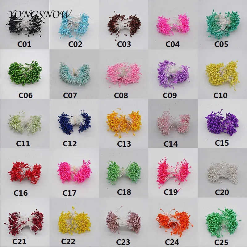 Color: Yellow - 250Pcs/lot 3mm Mini Flower Stamens Artificial Stamen DIY Handmade Wreath Wedding Party Decoration Scrapbooking Crafts 8Z