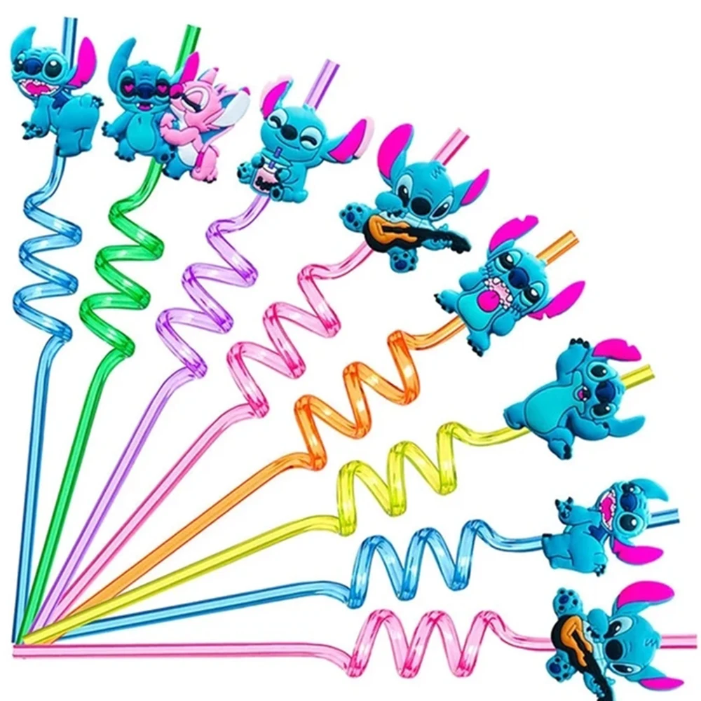 Color: plum - Lilo Stitch Party Gift Supplies Slapping Bracelets Reusable Drinking Straws Stamp Paper Bags Stickers Ring Birthday Party Decora