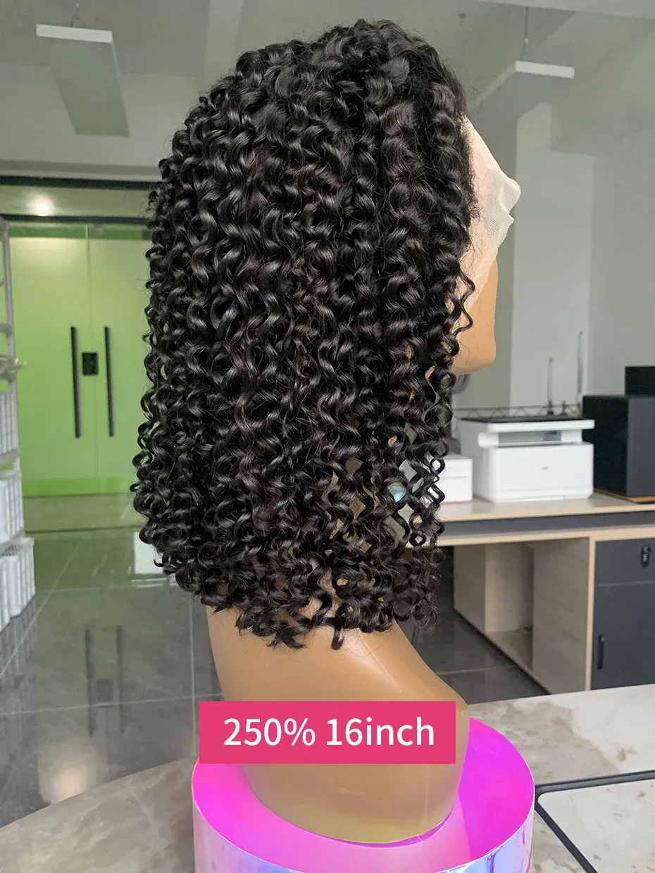 Hair Color: Natural Color, Ships From: CHINA, Stretched Length: 16inches, Density: 250% - Curly Wigs Full 250 Density Short Bob Wig Human Hair Vietnamese Raw 13x4 13x6 Double Drawn Jerry Curly Lace Front Human Hair Wig