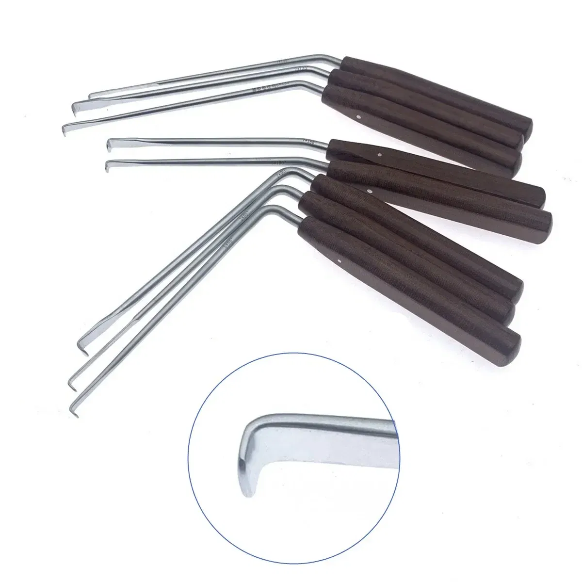 Color: Yellow - Nerve Root Hook Retractor with wooden handle brain Bone Retractor Stainless Steel nerve pull hook
