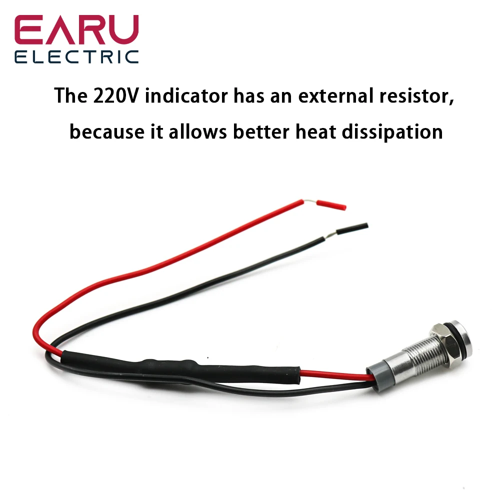 Color: Red - 1PC IP65 6mm LED Waterproof Metal Indicator Light Signal Lamp With Wire 5V 12V 24V 220V Red/Yellow/Blue/Green/White Metal Button