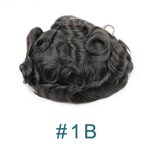 20MM Curly Brown Black Super Durable Mono Lace&Pu Mens Toupee Wig Human Hair 15mm Capillary Prosthesi Weave Replacement For Male