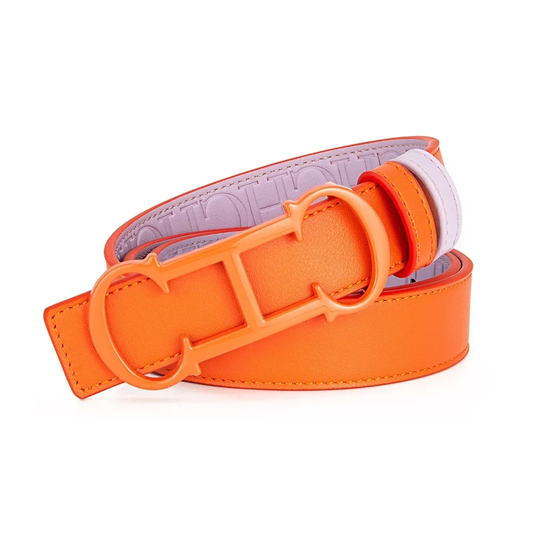 Color: Dark Grey, Belt Length: 75cm - CILMI HARVILL CHHC New Women's Belt Solid Color Matching Gift Box Packaging Christmas Fashion Versatile Imprinted Letter Design