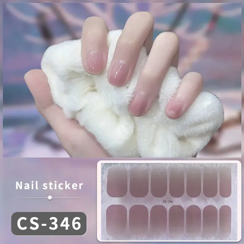 Color: Slate - DIY Gel Nail Stickers Cured-free Long-Lasting Solid Color Nail Strips Patch Slider Sticker Full Cover Decal Nail Manicure Patch