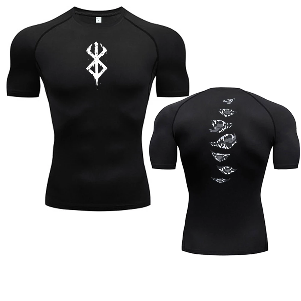 Color: green, Size: L - 2024Anime Berserk Guts Men's Compression Shirt Fitness Sport Running Tight Gym TShirts Athletic Quick Dry Tops Tee Summer