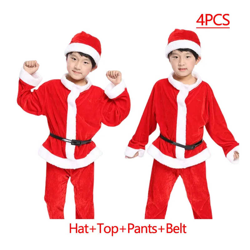 Color: Gold, Kid Size: 11 - New Year Kids Santa Claus Costume Green Elf Cosplay Christmas Carnival Party Fancy Dress for Girls Boys Red Xmas Clothes Set