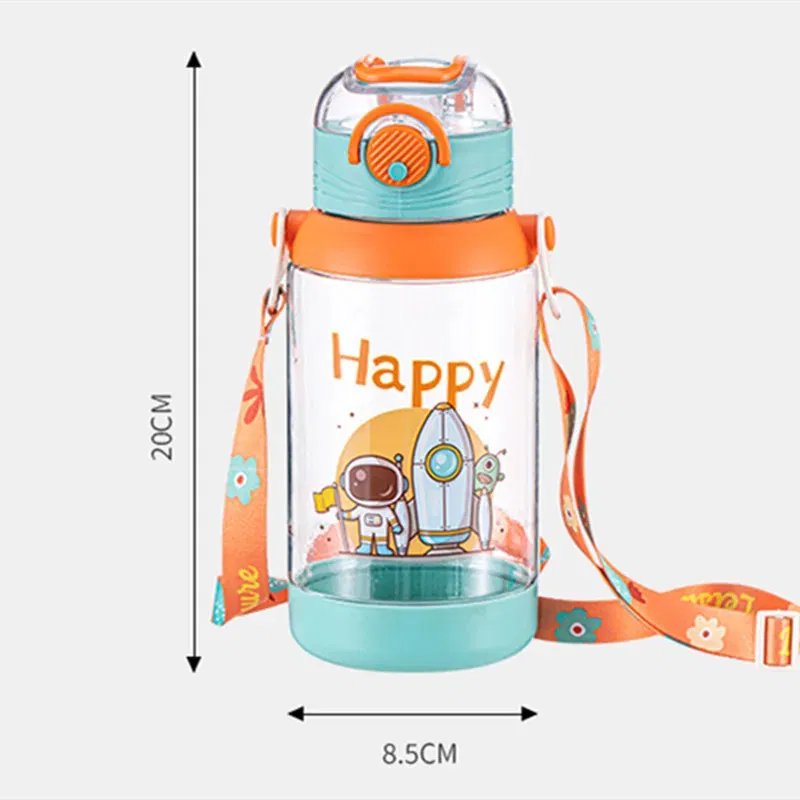 Color: green, Capacity: 0.7L - 700ml Large Capacity Kids Water Cup with Straw Sports Bottle Student Special Edition