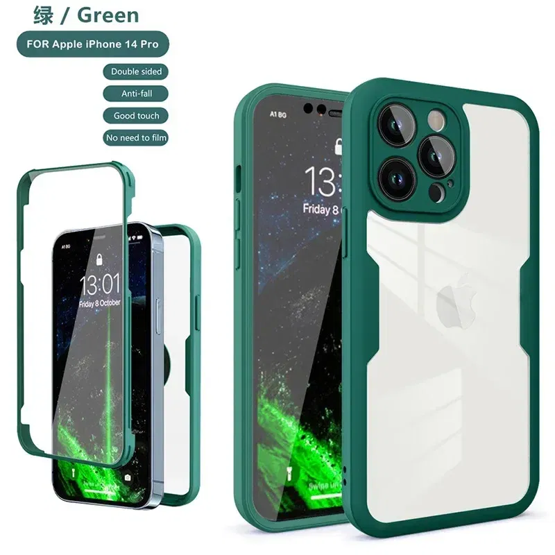 Color: SKY BLUE, Compatible-Phone Models: For iPhone 15 Plus, Ships From: CN - Clear 360 Full Wrap Phone Case For iPhone 17 Pro Max 16 15 14 13 12 11 SE2/SE3 Xr Xs 8 Plus Film With Lens Protection Back Cover
