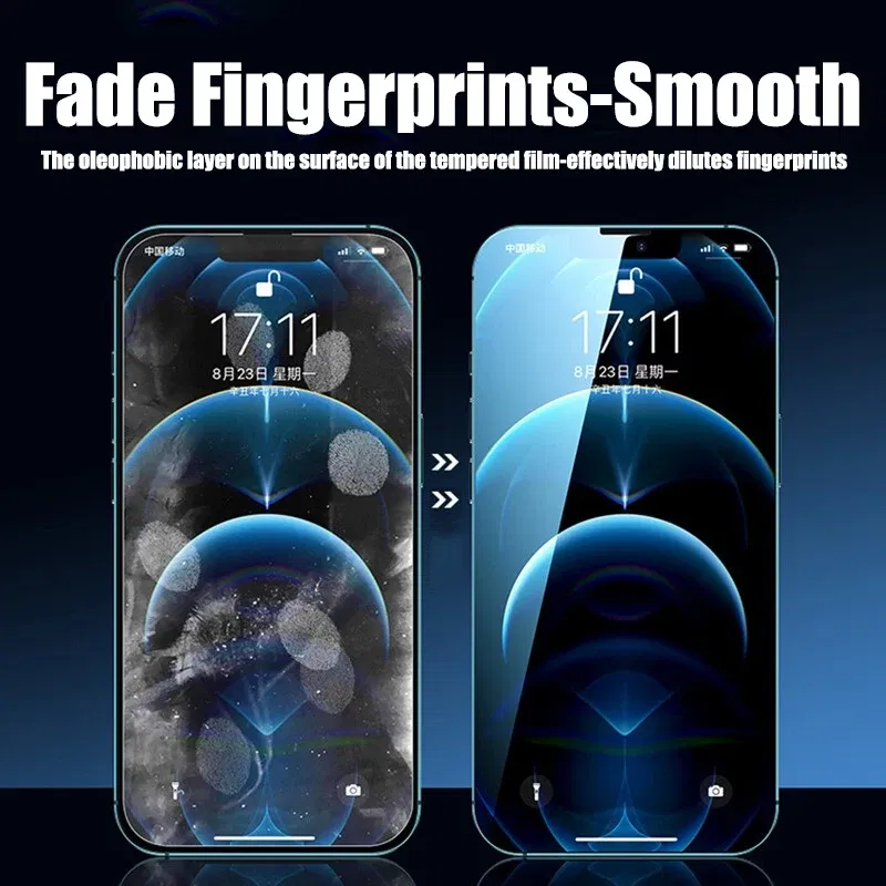 Color: Blue, Bundle: 4 pieces - 4PCS Tempered Glass For iPhone 15 Pro Max 14 Pro 11 12 13 14 PRO MAX Screen Protector Glass For iPhone 15 14 Plus 13 12 Mini