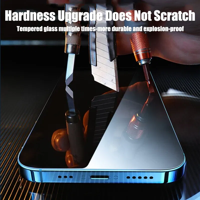 Color: Blue, Bundle: 4 pieces - 4PCS Tempered Glass For iPhone 15 Pro Max 14 Pro 11 12 13 14 PRO MAX Screen Protector Glass For iPhone 15 14 Plus 13 12 Mini