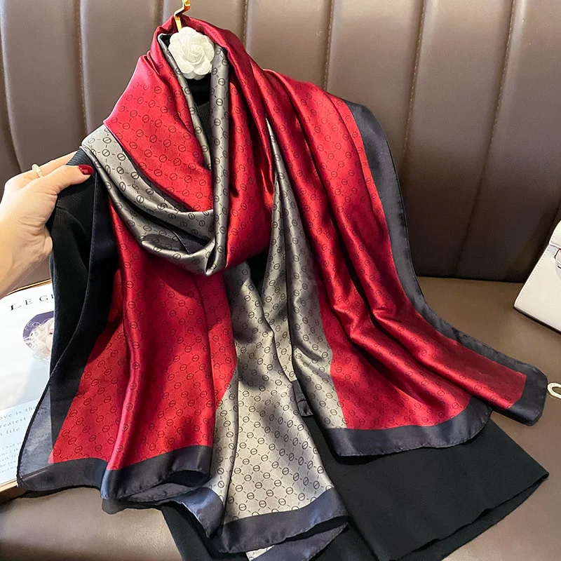 Luxury Brand Women Summer Silk Scarves Shawl Lady Wrap Soft Female Europe Designer Beach Bandanna