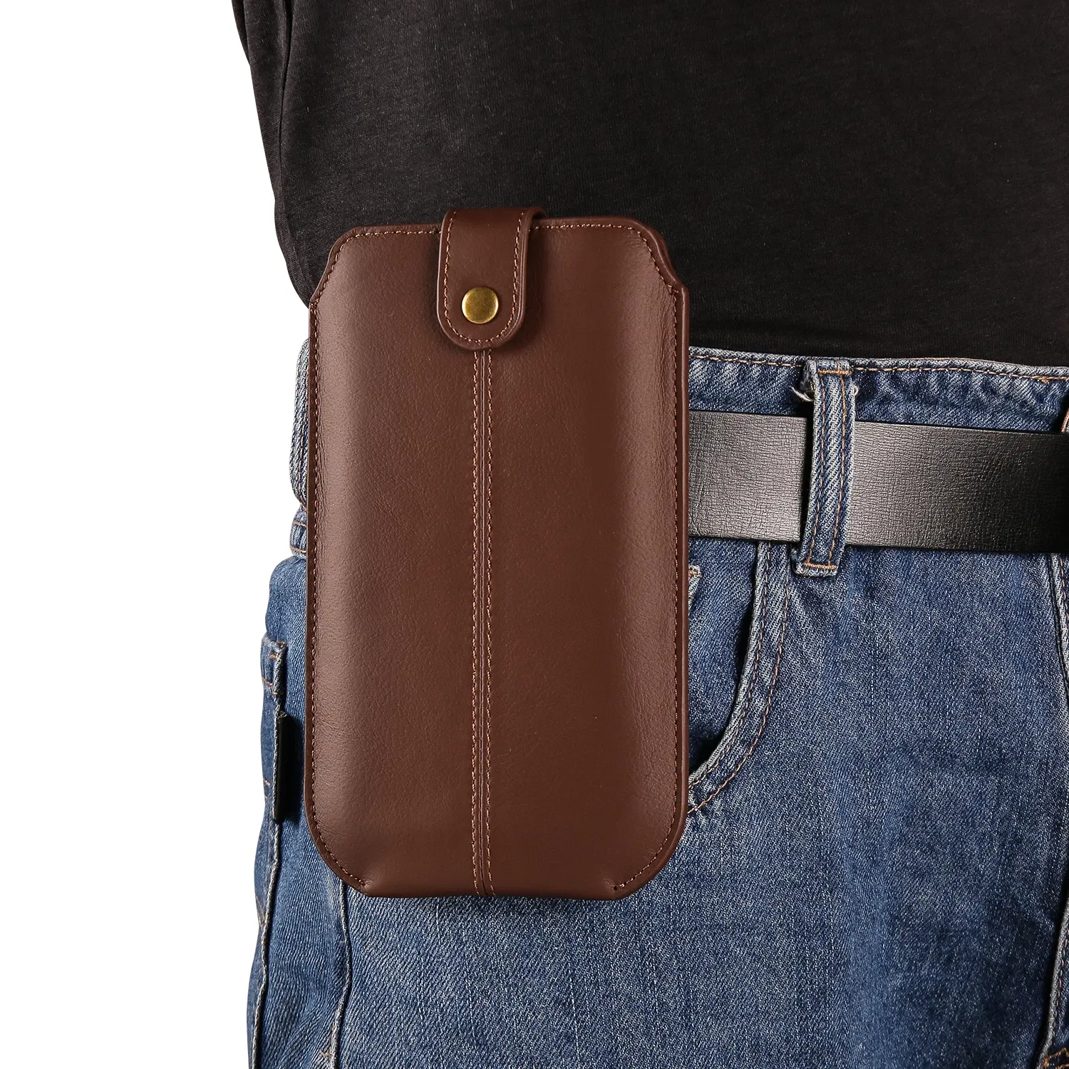 Color: black, Material: POLYESTER - Real Genuine Leather Mobile Phone Pouch Belt Clip Case For Samsung Galaxy S24 S23 FE S22 A53 A54 A55 Men Waist Bag Holster Cover