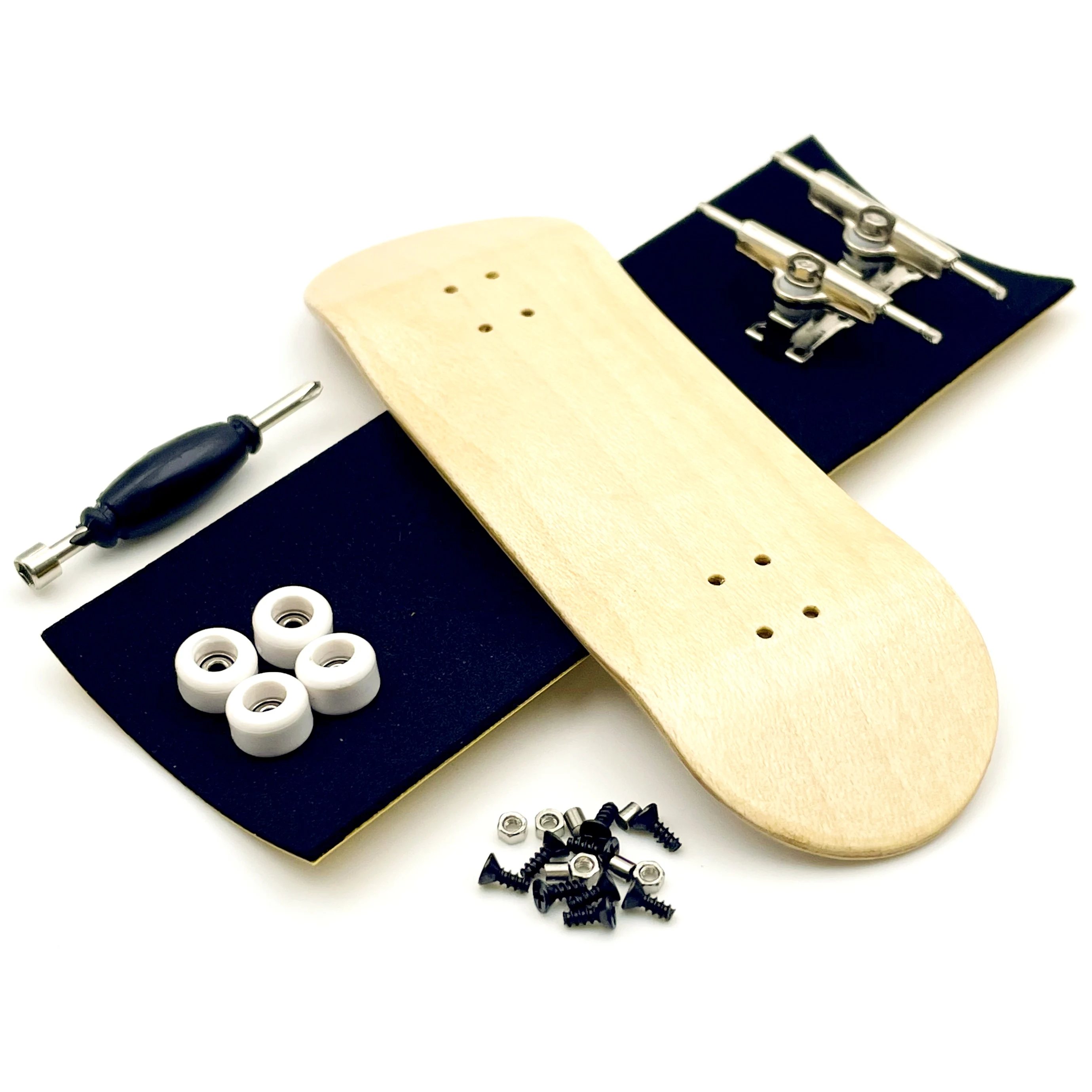 Color: Clear - 32mm Fingerboard Set with Maple Wooden Deck Metal Trucks Bearing Wheels