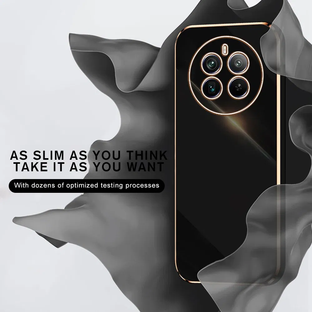 Material: Aluminum, Color: Black - Realmi 12 Pro Plus 5G Case New Straight Edge Electroplating TPU Soft Cover For Realme 12 Pro+ 5G Protect Lens  Shockproof Coque