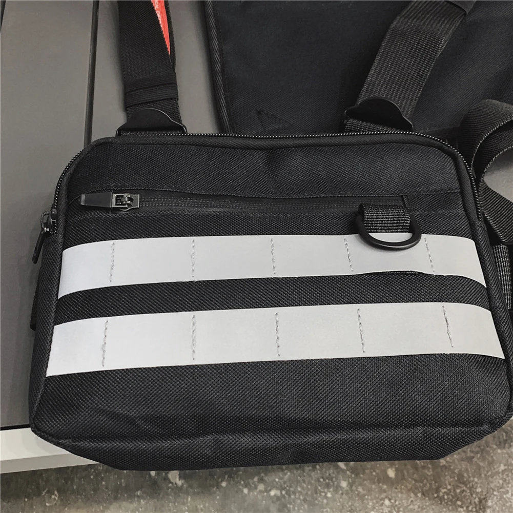 Color: black - Multi-function Chest Bags Men Women Oxford Cloth Vest Hip-Hop Street Belt Pouch