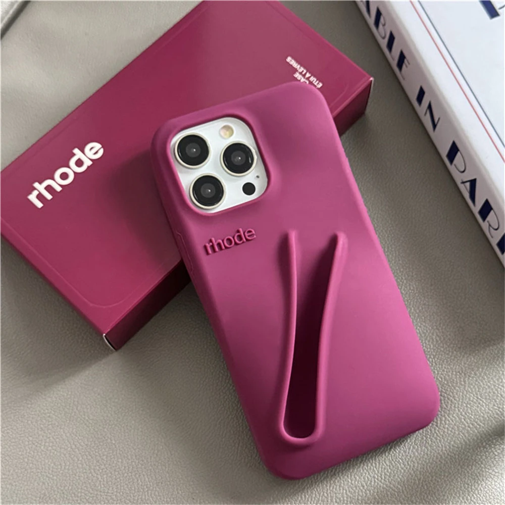 Color: Navy Blue, Compatible-Phone Models: For iPhone 16 - New Rhode Lipstick Soft Silicone Phone Case for iPhone 16 15 14 13 12 11 Pro Max Plus Portable Lip Gloss Holder Cover with Box