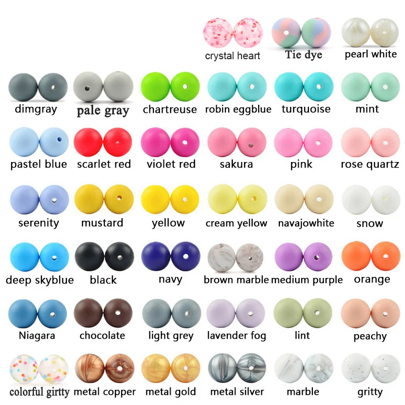 Color: PURPLE, Item Diameter: 12mm - LOFCA 100Pcs/lot 12MM Round Shape Silicone Teething Beads Baby Teether For DIY Nursing Necklace Food Grade Chew Beads