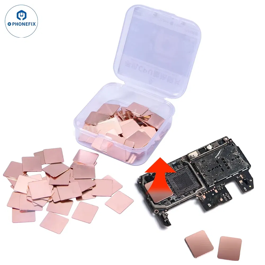 Color: Red - 0.1/0.3/0.5mm 100pcs Thin Pad Mobile Phone CPU Heat Sink Copper Sheet Thermal Conductive Pad for Motherboard Heating Dissipation