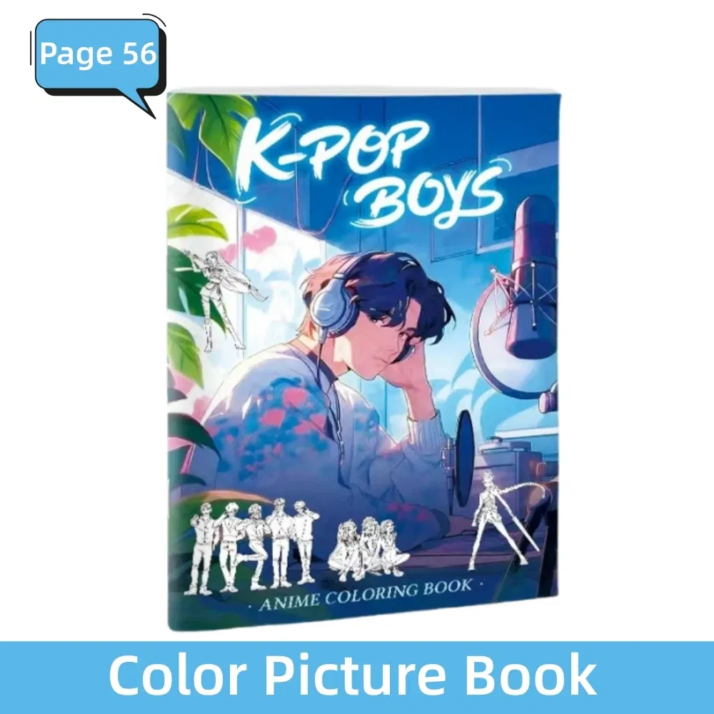 Color: Blue - KPop Demon Hunter Coloring Books Anime Cartoon Line Drawing Children's Sketch Picture Book Kid's Birthday Gift / Christmas Gift