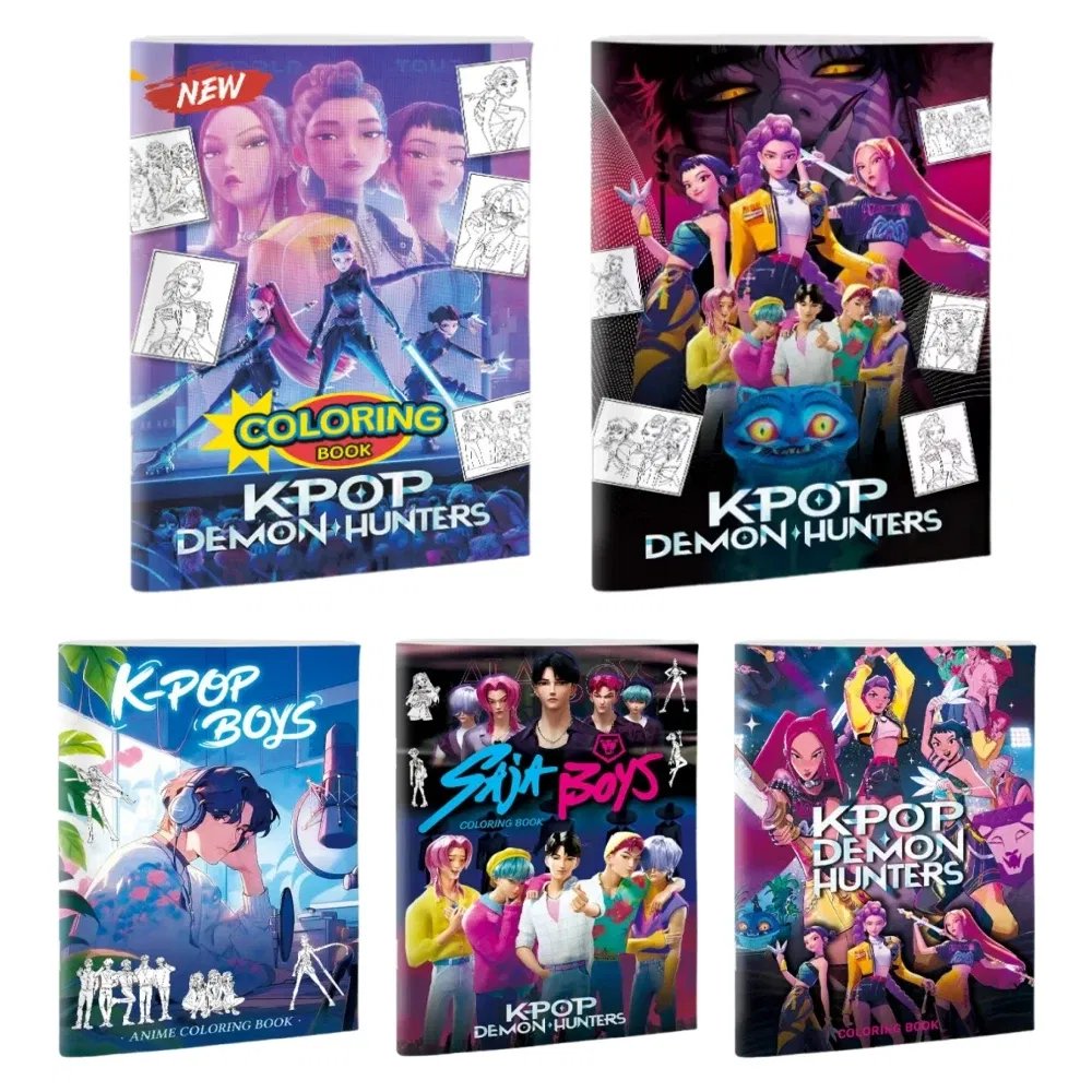 Color: Blue - KPop Demon Hunter Coloring Books Anime Cartoon Line Drawing Children's Sketch Picture Book Kid's Birthday Gift / Christmas Gift