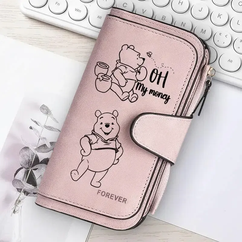 Color: Khaki - ? Winnie the Pooh Women Wallets Card Wallet Coin Wallet Womens Bags for Girls Purse ID Wallets Female Coin Purse Girls Gift