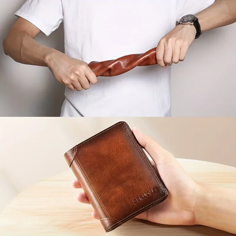 Color: GRAY - GERUOLA Slim RFID Shielded Genuine Leather Wallet for Men-Multifunctional ID & Credit Card Holder Dark Brown with Embellishments