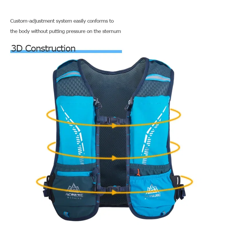 Color: yellow color - AONIJIE C9102S Ultra Vest 5L Hydration Backpack Pack Bag Soft Water Bladder Flask Set For Hiking Trail Running Marathon Race
