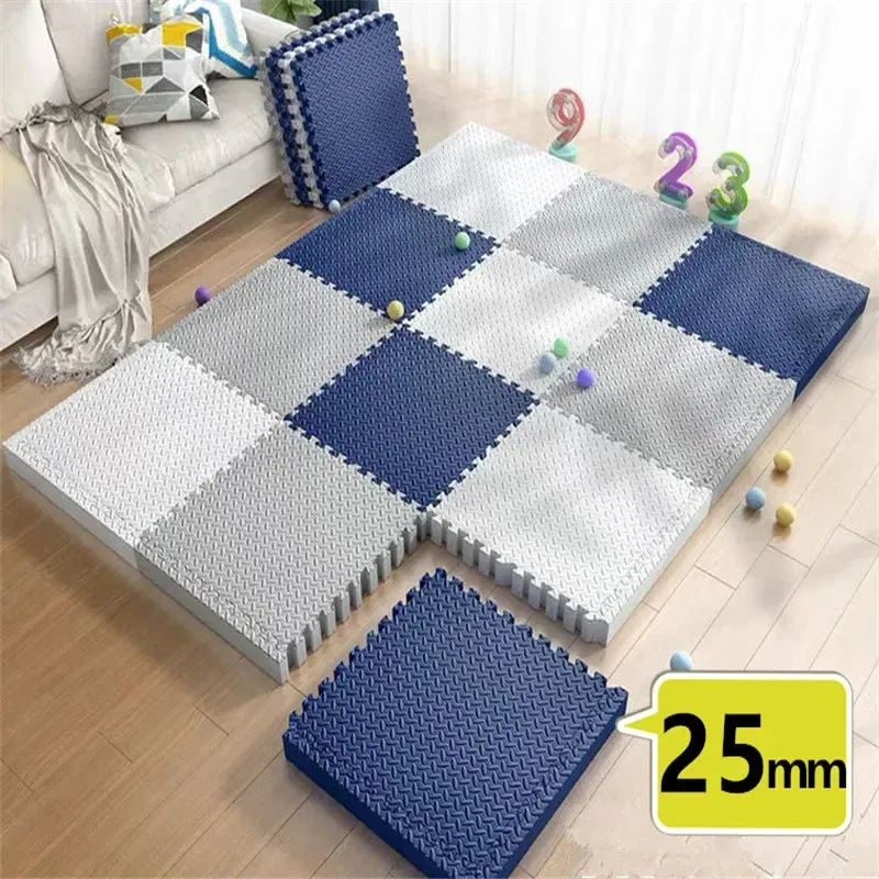 Color: DEEP BLUE - Baby Mat 6PCS 30x30cm Tatame Play Mats Thick 2.5cm Baby Game Mat Tatames Foot Mat Floor Mat Puzzle Mat Playmat Baby Playroom Mat