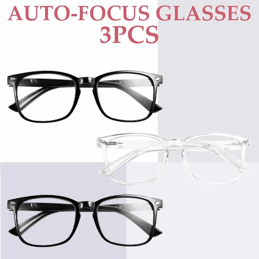 Frame Color: Gold - 1/2/3/4/5PCS VOPHA Auto-Focus Reading Glasses Lightweight PC Frame, Unisex Design | Ideal for Computer Use & Perfect Gift Choice