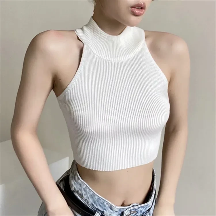 White Ribbed Tank Top