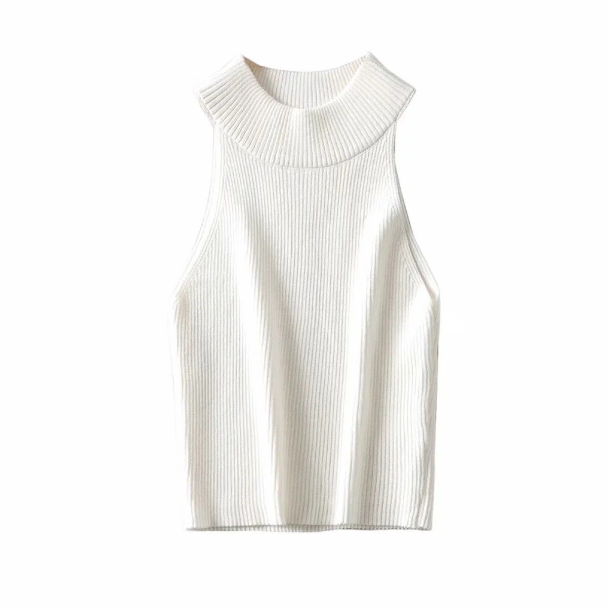 White Ribbed Tank Top