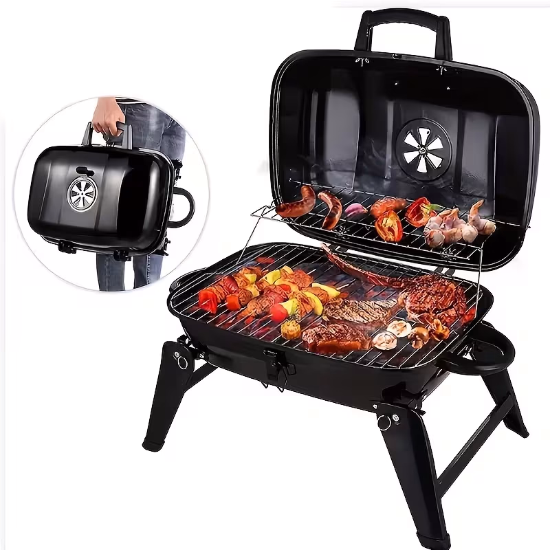 BANGRUI® Portable Charcoal Grill with Warming Rack – Small Tabletop Barbecue Grill