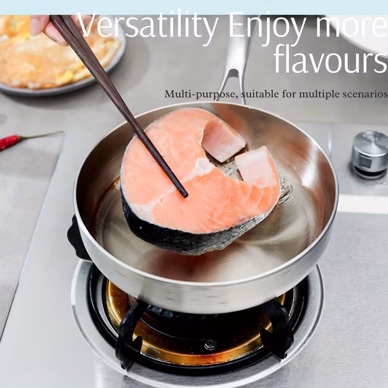 Pure Cook™ 1pc TriPly Stainless Steel Non-Coated Frying Pan – Versatile for All Stovetops