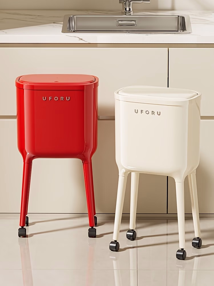 UFORU Light Luxury Garbage Bin with Feet – Large Capacity Non-Bending Waist Garbage Bin