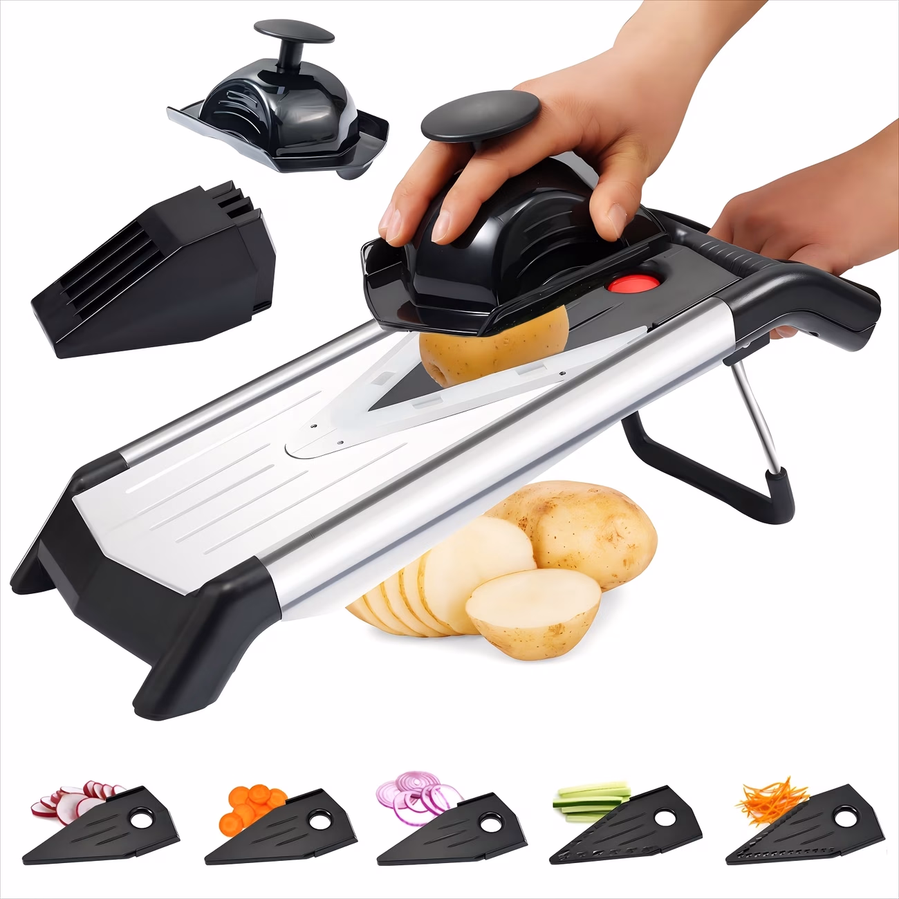TEMMYS Vegetable Chopper Slicer – Adjustable Thickness Food Mandoline Slicer for Potato, Vegetable, Onion