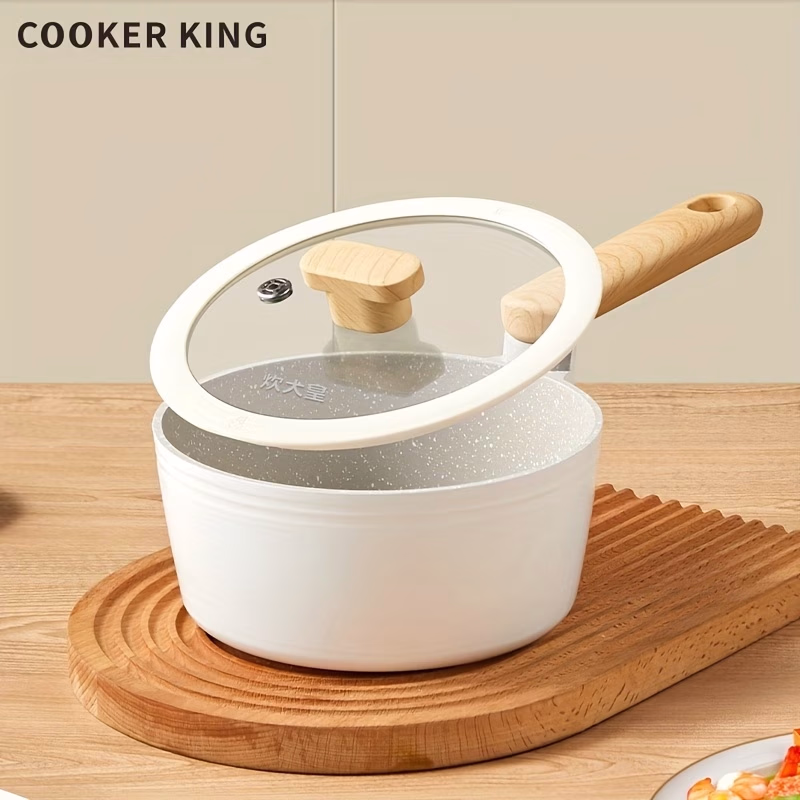 COOKER KING® 1pc Non-Stick Saucepan – 18cm (7.08inch), with Glass Lid