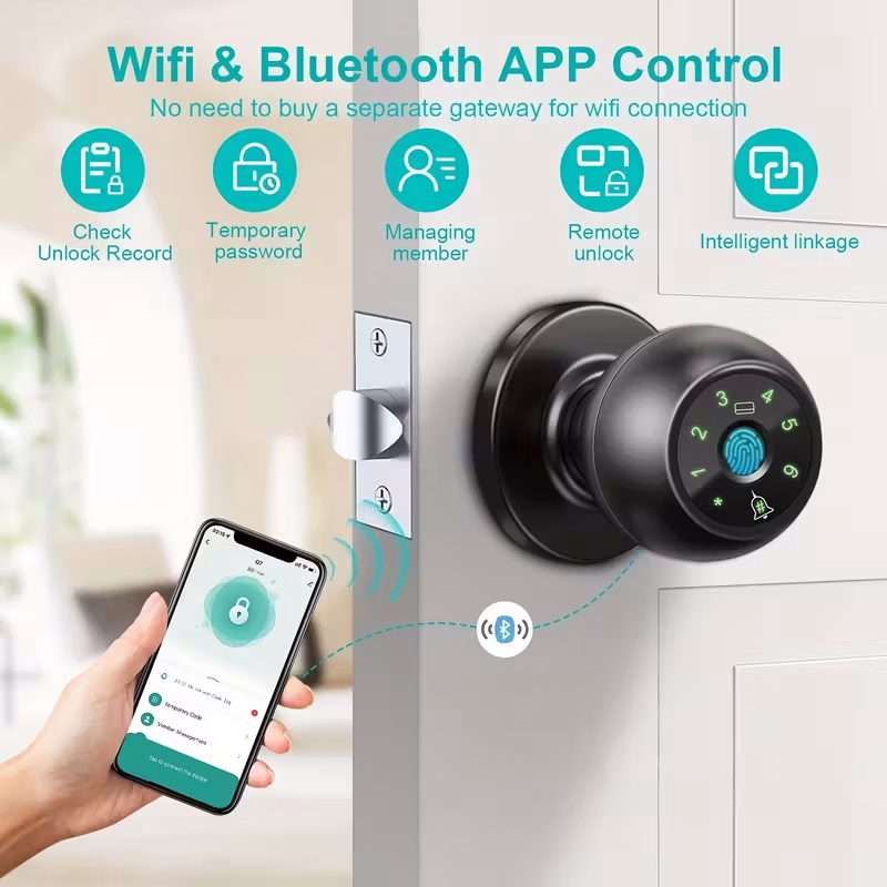 YFK® Smart Fingerprint Door Knob – Biometric Door Lock with Doorbell