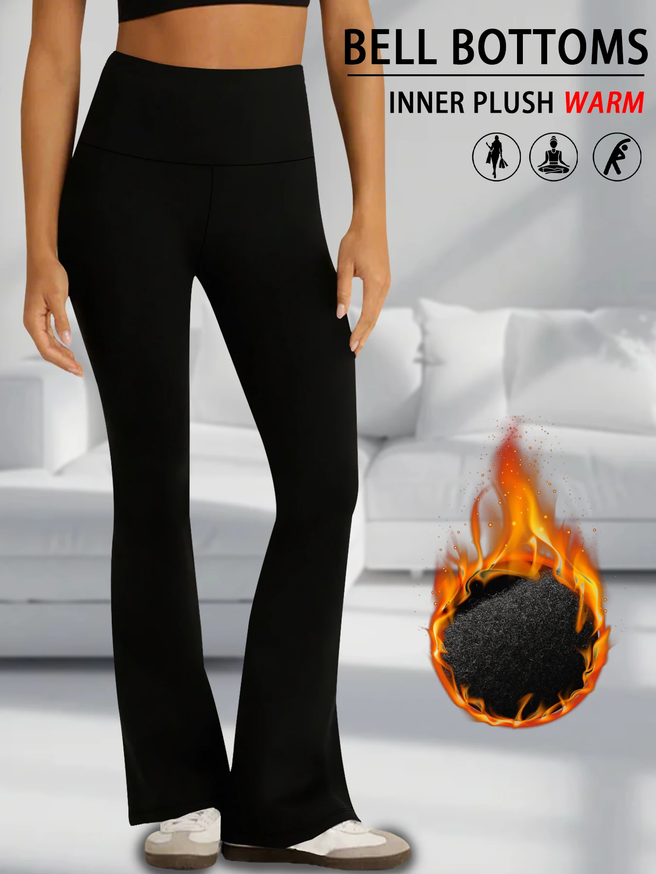 Color: GRAY, Size: XS - Women's Super Soft High Waisted Fleece Flare Leggings Tummy Control Soft Bootleg Bootcut Pants