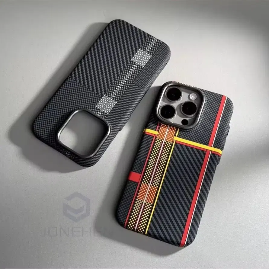 Color: Clear, Material: Plastic - Luxury Alloy Lens Personalized Pixel 3D Relief Carbon Fibre Pattern Case For iPhone 13 14 15 16 Pro Max Slim Cover For Magsafe